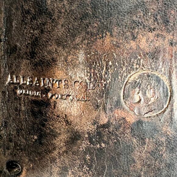 AllSaints Women Bonny Valley Black Leather Fringe Ankle Boots Cuban Heel Size 39 - Picture 8 of 8